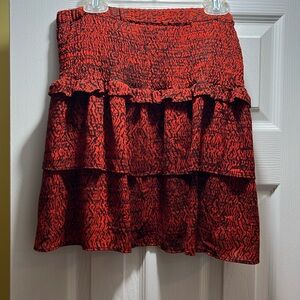 Michael Kors Red and Black Frill Skirt